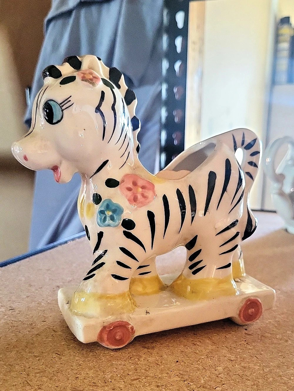 Ceramic Tiger Figurine Decor, White & Yellow